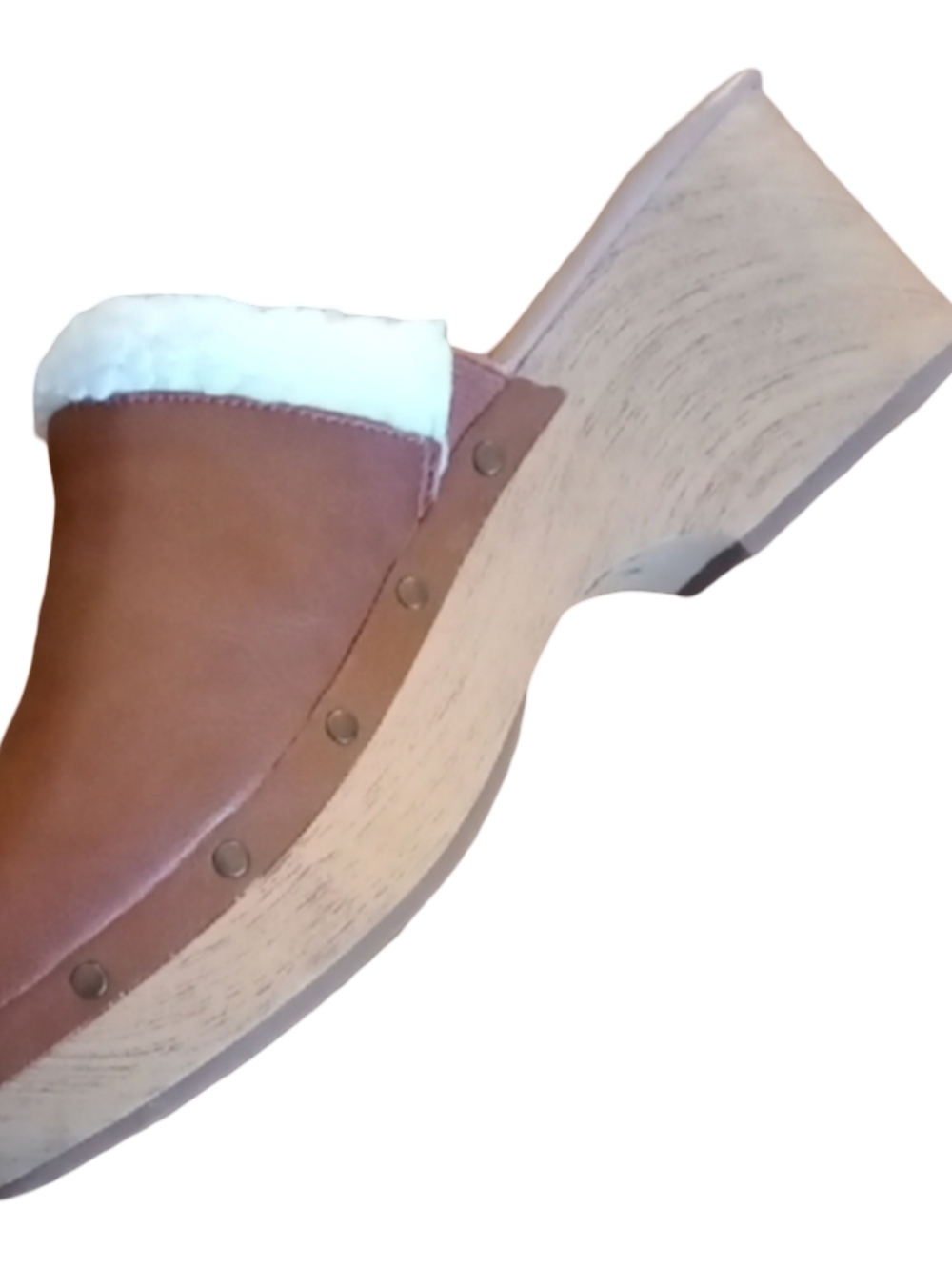 Old Navy Clogs Mules Cognac Shearling-Trim Slide Slip On Shoe Slipper Platform 9 - Picture 3 of 8